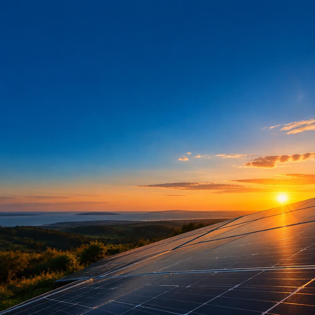 Solarmodule im Sonnenuntergang